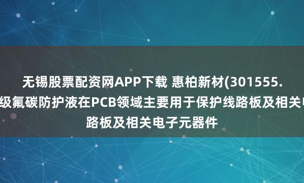 无锡股票配资网APP下载 惠柏新材(301555.SZ)：电子级氟碳防护液在PCB领域主要用于保护线路板及相关电子元器件