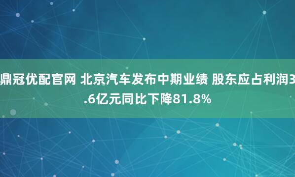 鼎冠优配官网 北京汽车发布中期业绩 股东应占利润3.6亿元同比下降81.8%